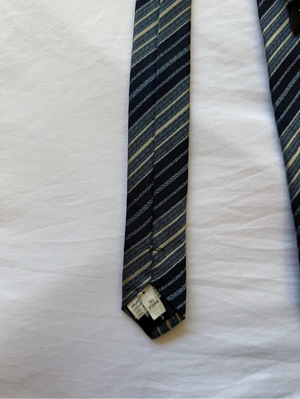 Yves Saint Laurent Pair of Striped Silk Ties in Yellow and Navy